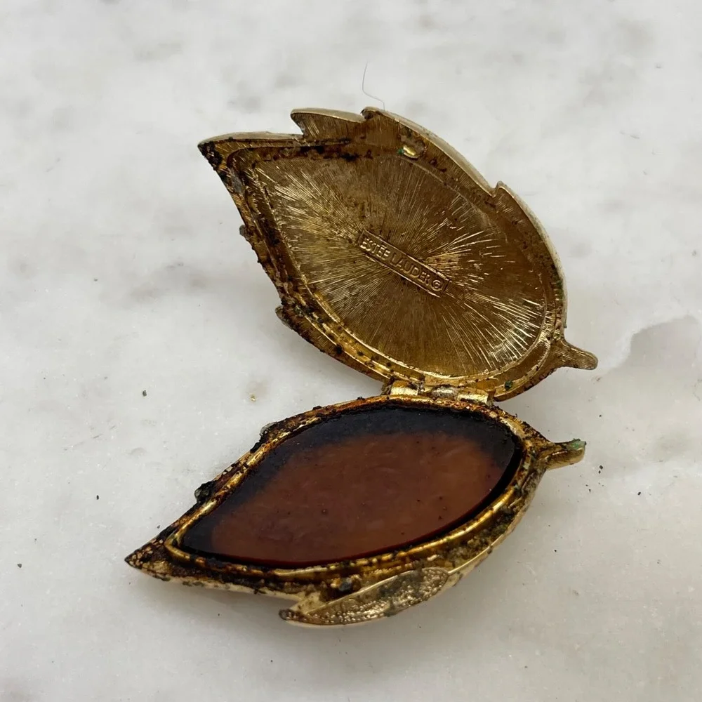 Estee Lauder‎ Pleasures Gold and Red LadyBug Vintage Compact